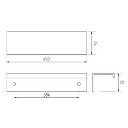 Ручка-скоба H65-384/450, черный  Чертеж