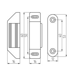 Защелка магнитная "Гигант" белая, 3.5 кг, с ответной планкой Чертеж
