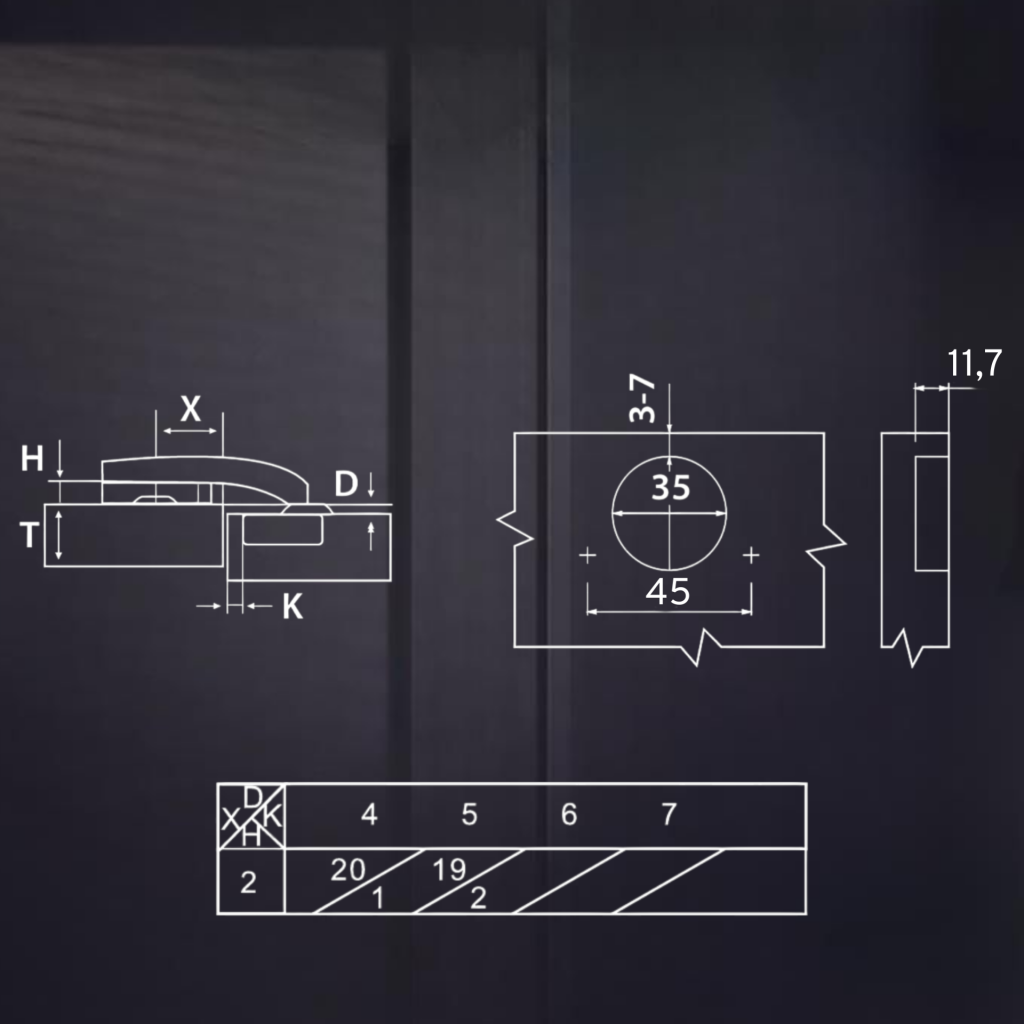 фото Угловая 90° 3D петля UNIHOPPER для фальшпанели с доводчиком, 45мм, с декоративной накладкой