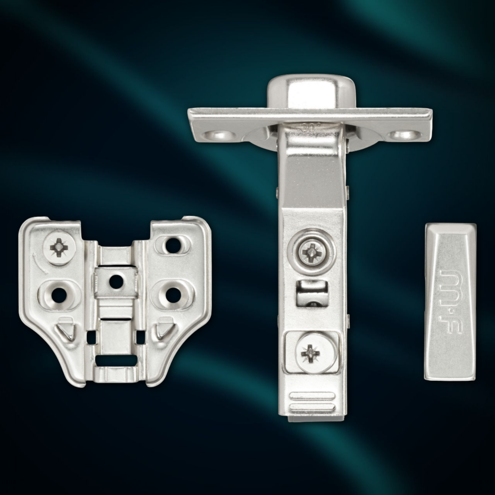 фото Петля угловая 30° MF Prima All-2-Way 3D, Clip-on, доводчиком, мягкий ход, никель