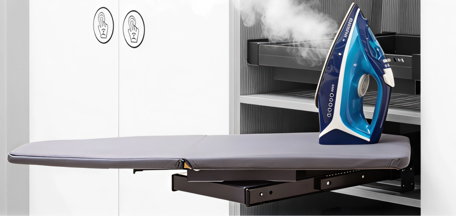 Идеальное решение для маленьких квартир: Поворотная выдвижная гладильная доска