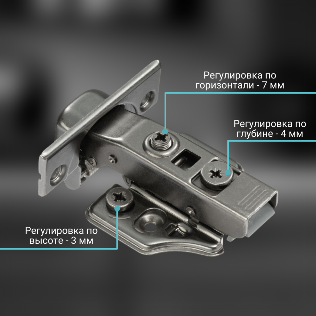 фото Петля накладная MF Prima All-2-Way 3D, Clip-on, с доводчиком, мягкий ход, черный никель