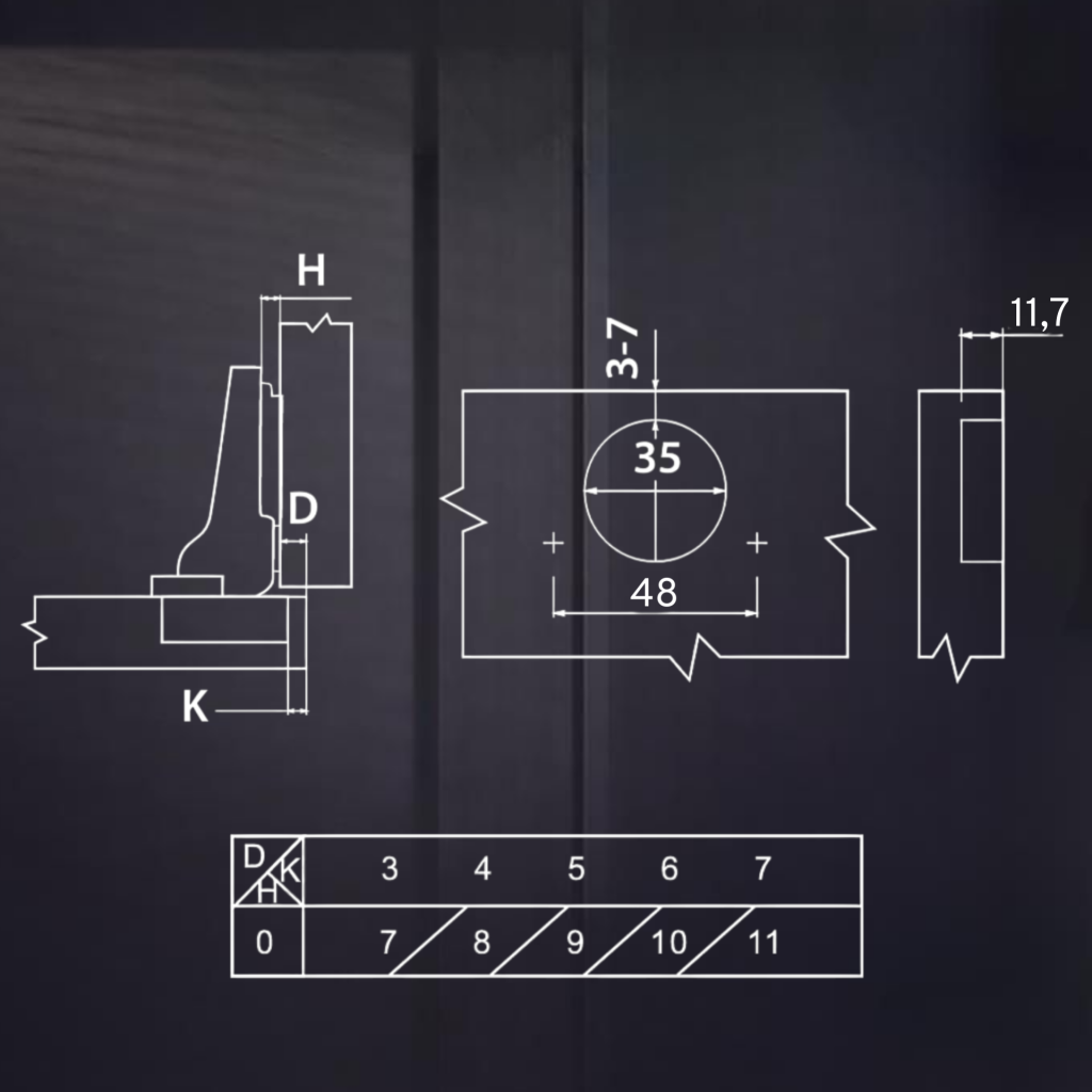 фото Полунакладная 3D петля UNIHOPPER SETTON с доводчиком, 48 мм, с декоративной накладкой