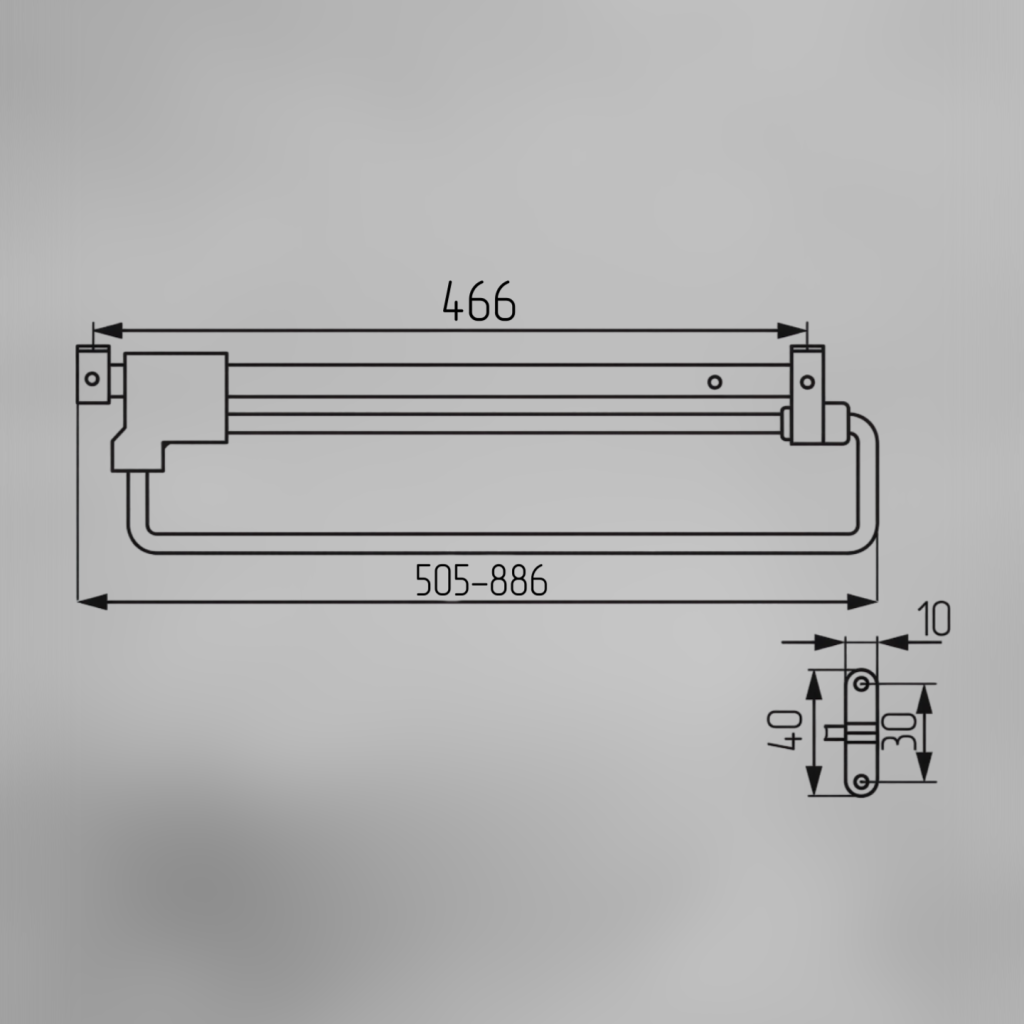 фото Штанга выдвижная 500мм никель RU-008-500