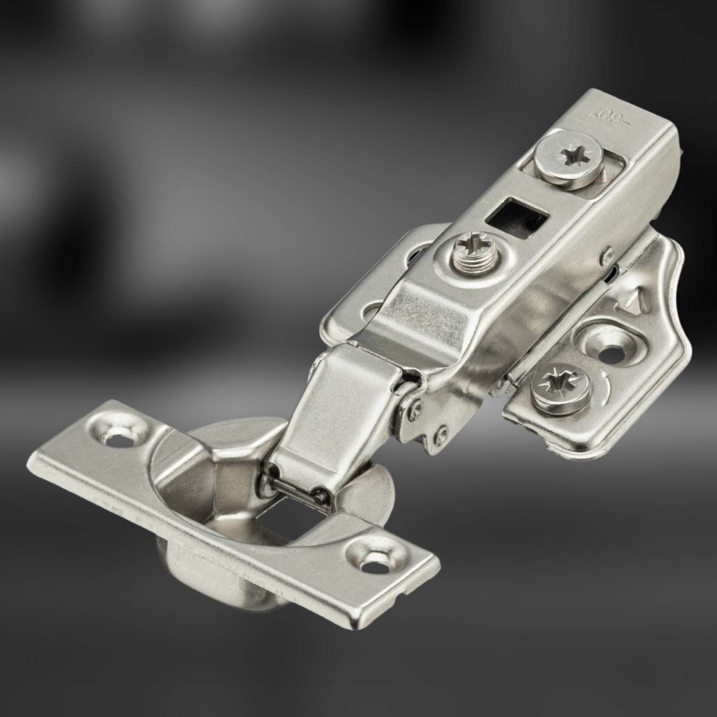 фото Петля угловая -30° MF Prima All-2-Way 3D, Clip-on, доводчиком, мягкий ход, никель