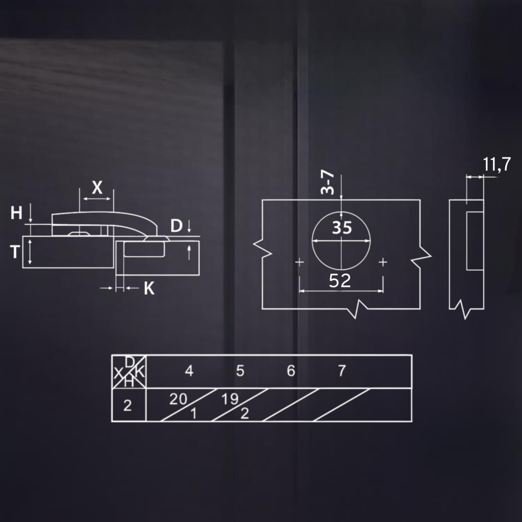 фото Угловая 90° 3D петля UNIHOPPER SETTON с доводчиком, 52 мм, с декоративной накладкой