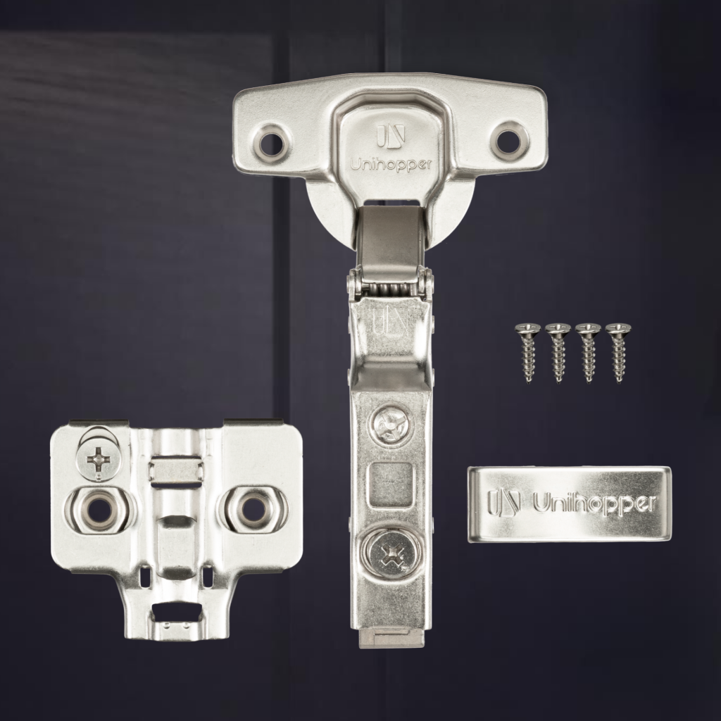 фото Полунакладная 3D петля UNIHOPPER SETTON с доводчиком, 48 мм, с декоративной накладкой