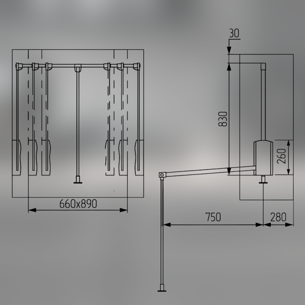 Пантограф алюминиевый 14105.002 600-830мм