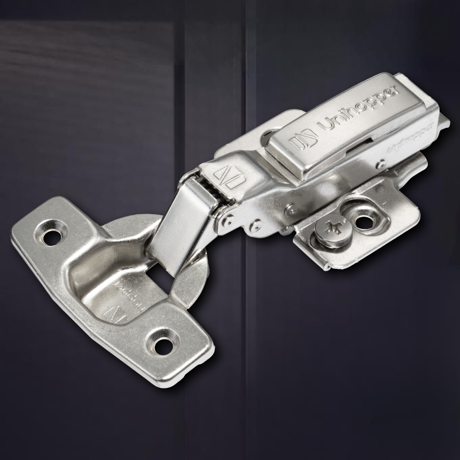 фото Полунакладная 3D петля UNIHOPPER SETTON с доводчиком, 45мм, с декоративной накладкой