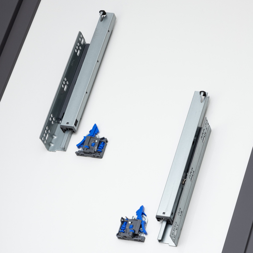 фото Направляющие скрытого типа 350мм Clip-on полного выдвижения с доводчиком c синхронизатором 3D регулировкой