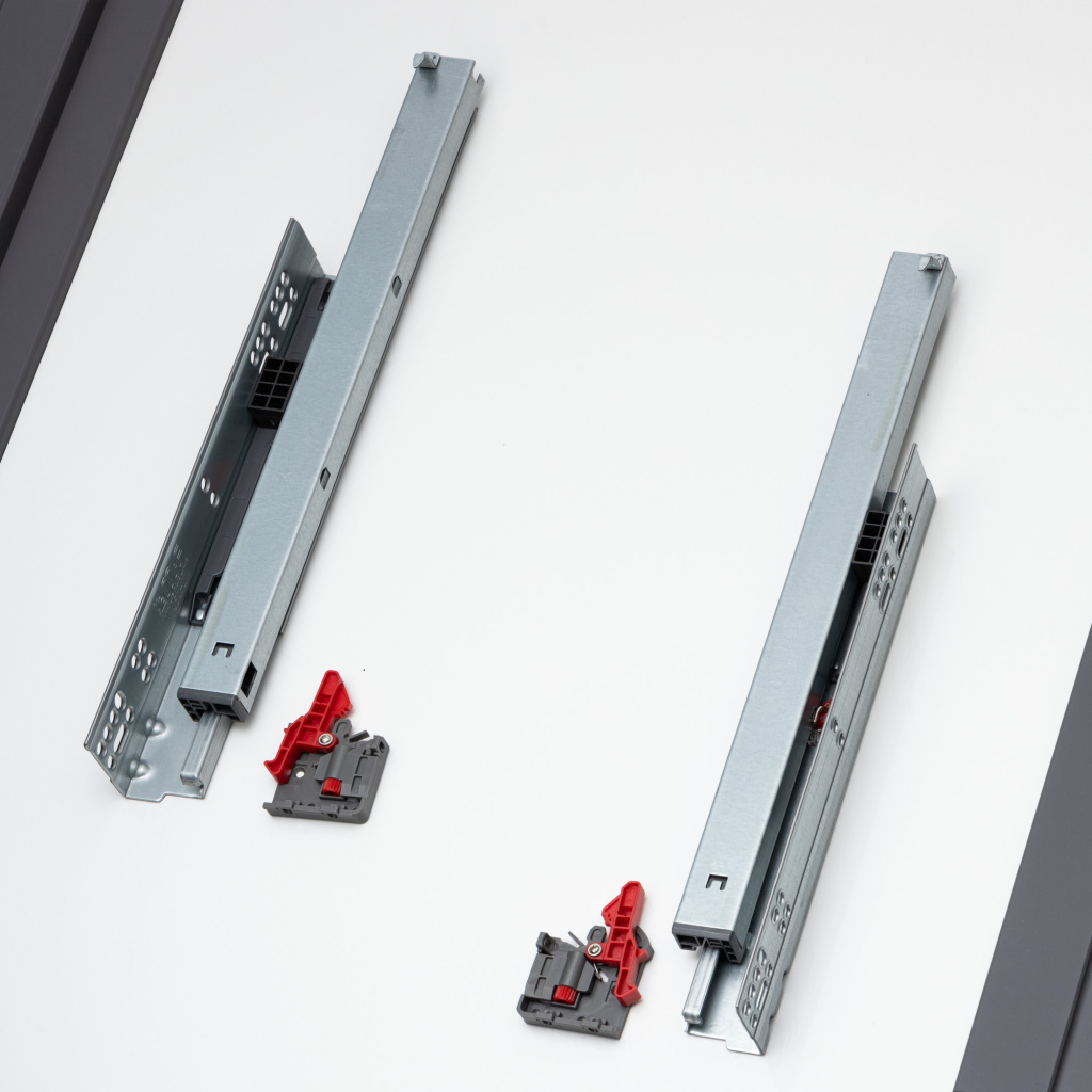 фото Направляющие скрытого типа MF, полного выдвижения, Clip-on, с доводчиком, 450мм