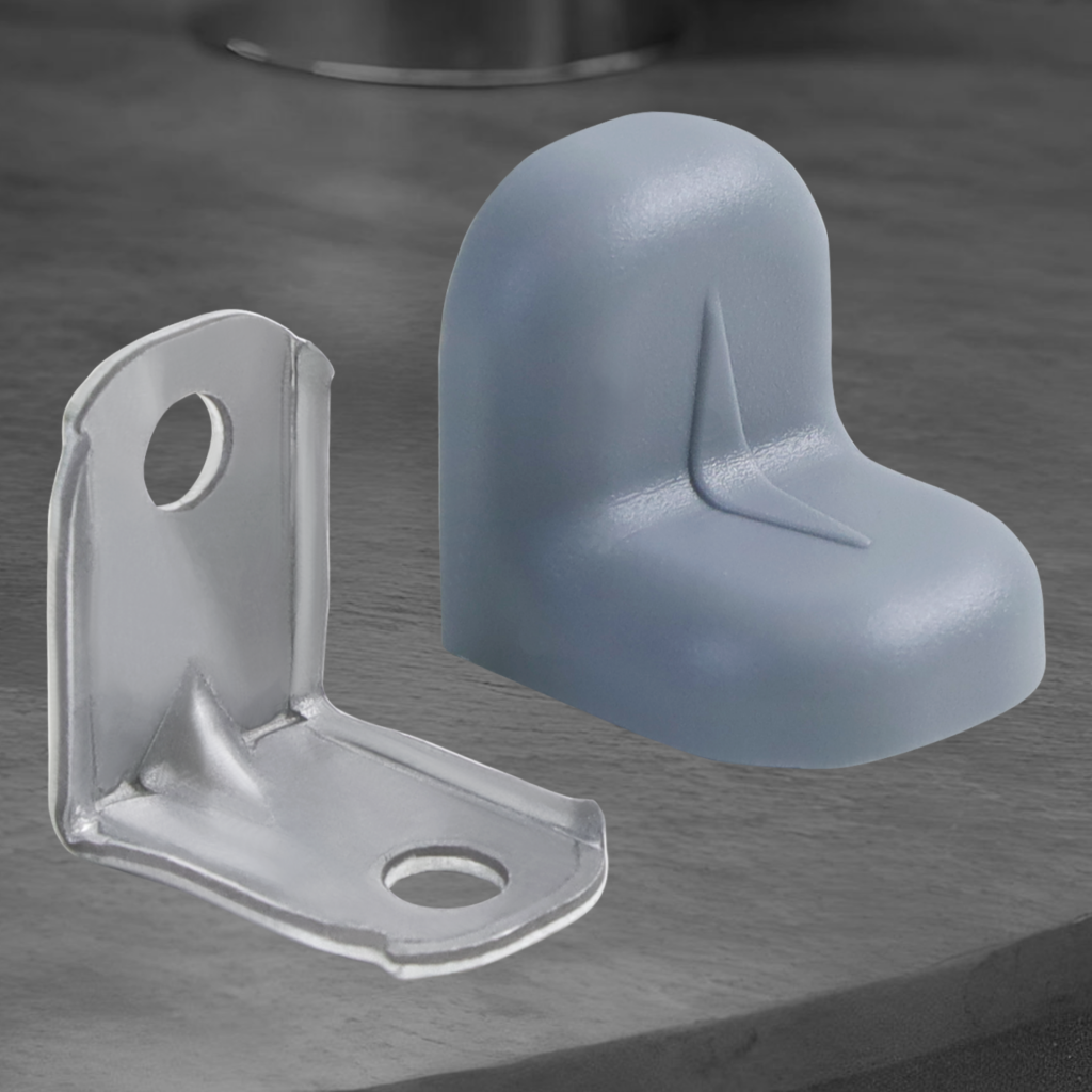 фото Уголок крепежный с пластиковой крышкой, металлик