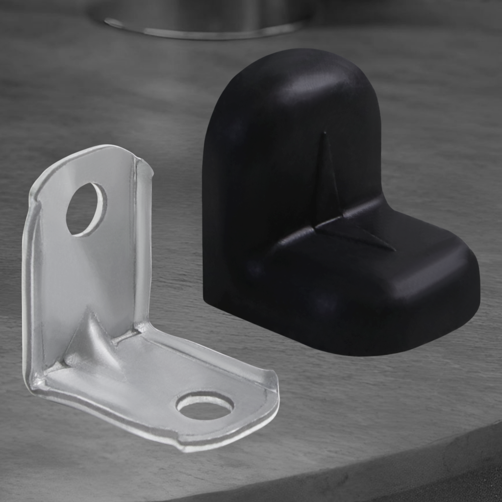 фото Уголок крепежный с пластиковой крышкой, черный