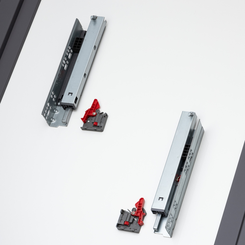 фото Направляющие скрытого типа MF, полного выдвижения, Clip-on, с доводчиком, 300мм