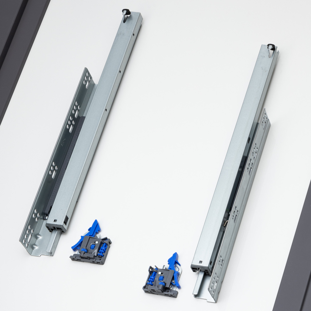 фото Направляющие скрытого типа 500мм Clip-on полного выдвижения с доводчиком c синхронизатором 3D регулировкой