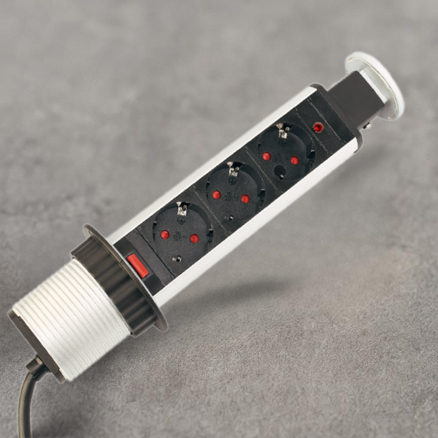 фото Блок розеток выдвижной вертикальный 3х16А (285х72х72) .серебро (11,103,08,012)