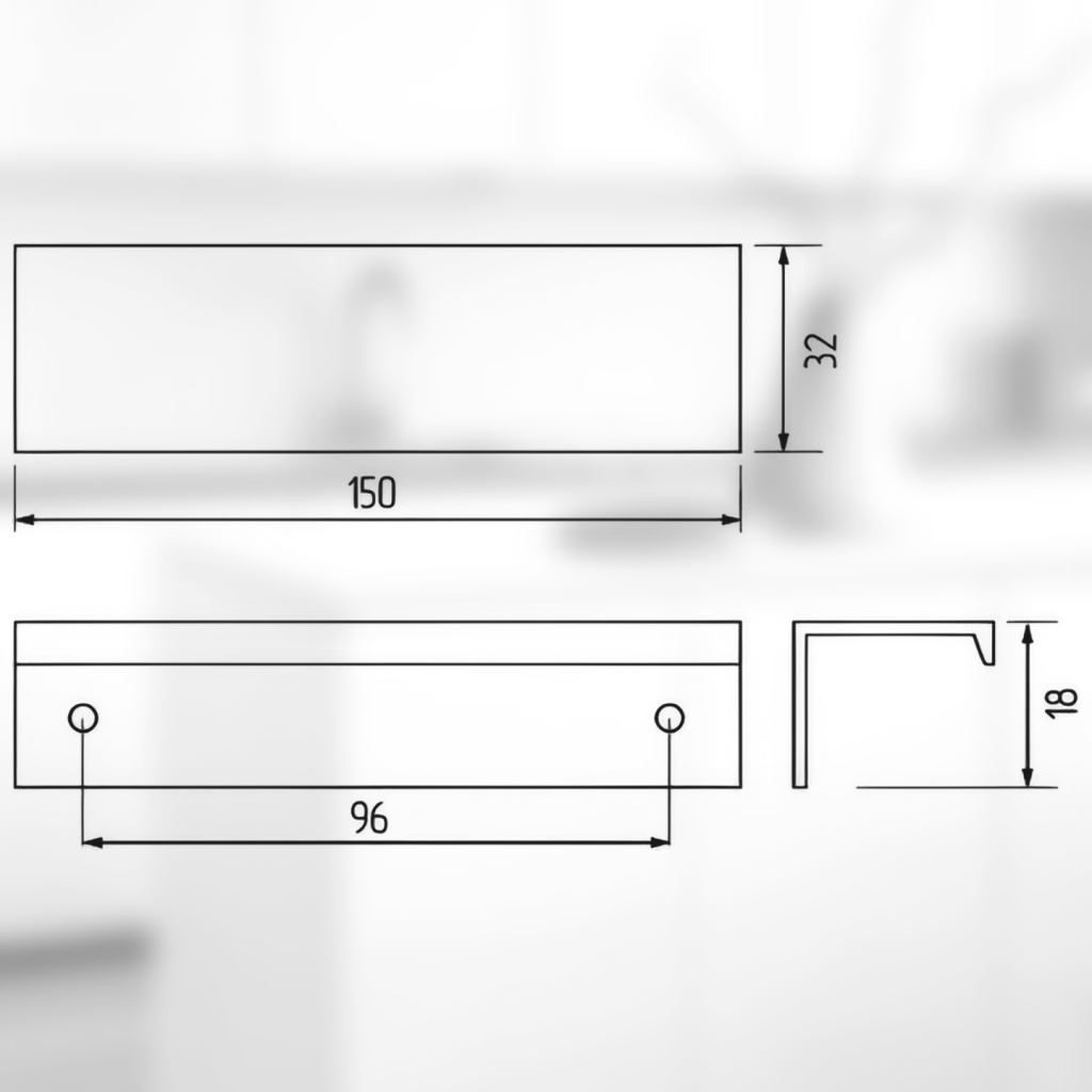 фото Ручка-скоба АТЛАС, 96/150 мм, черный матовый