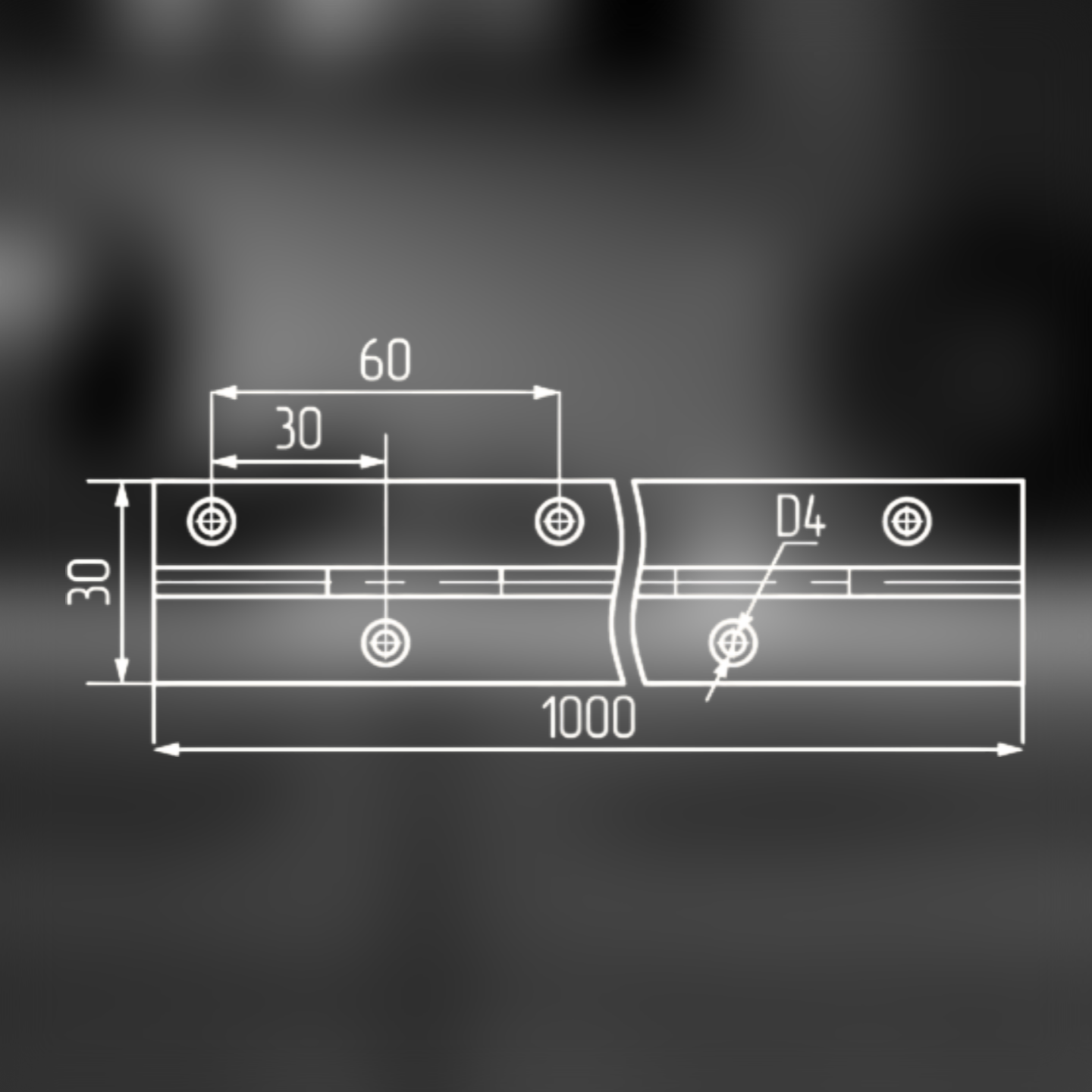 фото Петля рояльная 1000мм, цинк белый