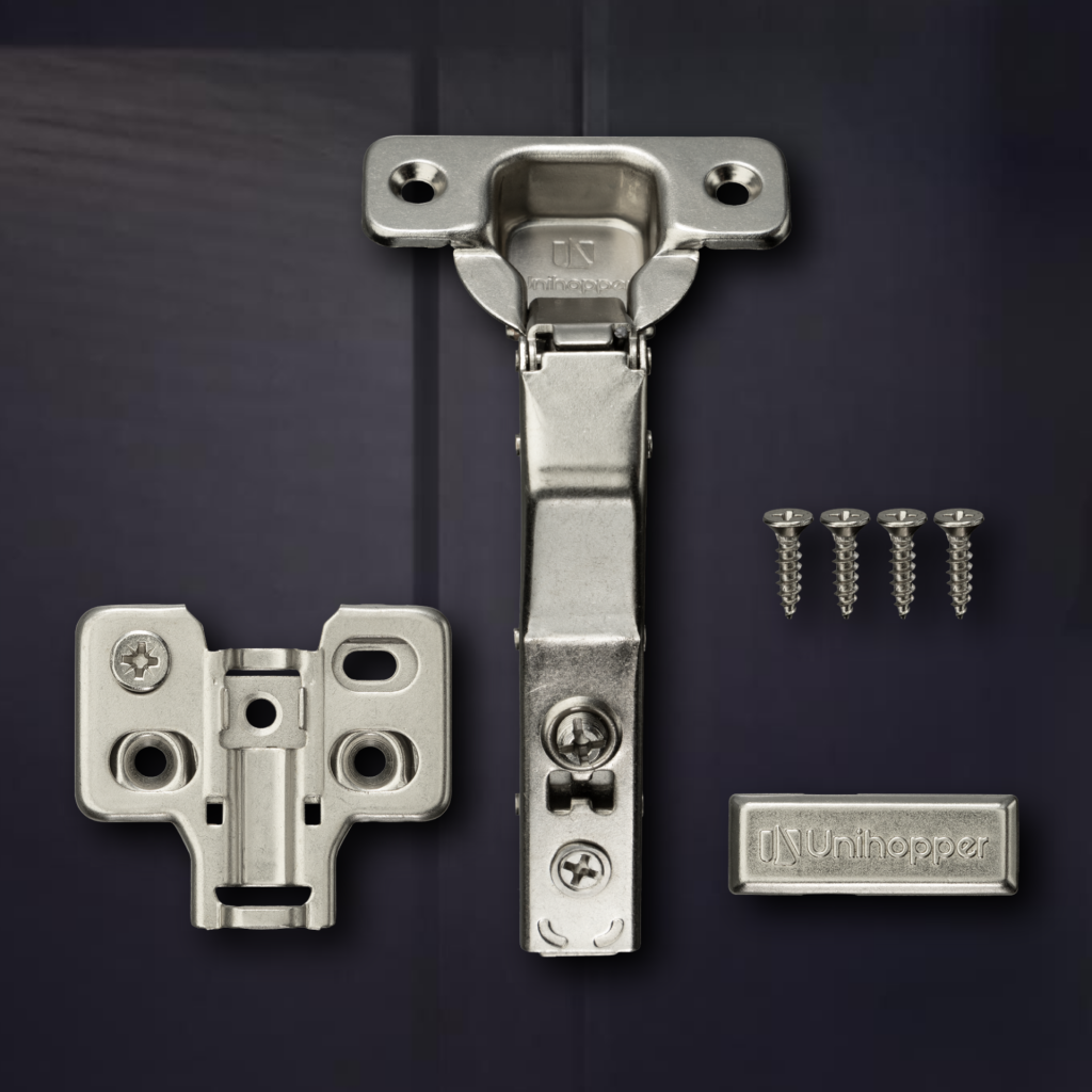 фото Угловая 45° 3D петля UNIHOPPER SETTON с доводчиком, 45мм, с декоративной накладкой