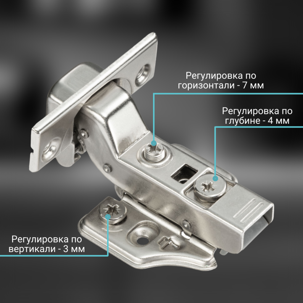 фото Петля вкладная MF Prima All-2-Way 3D, Clip-on, доводчиком, мягкий ход, никель