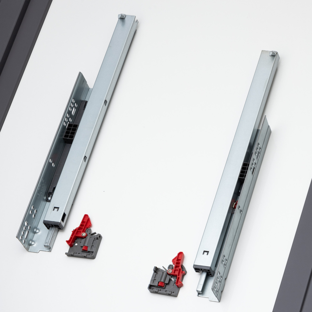 фото Направляющие скрытого типа MF, полного выдвижения, Clip-on, с доводчиком, 500мм