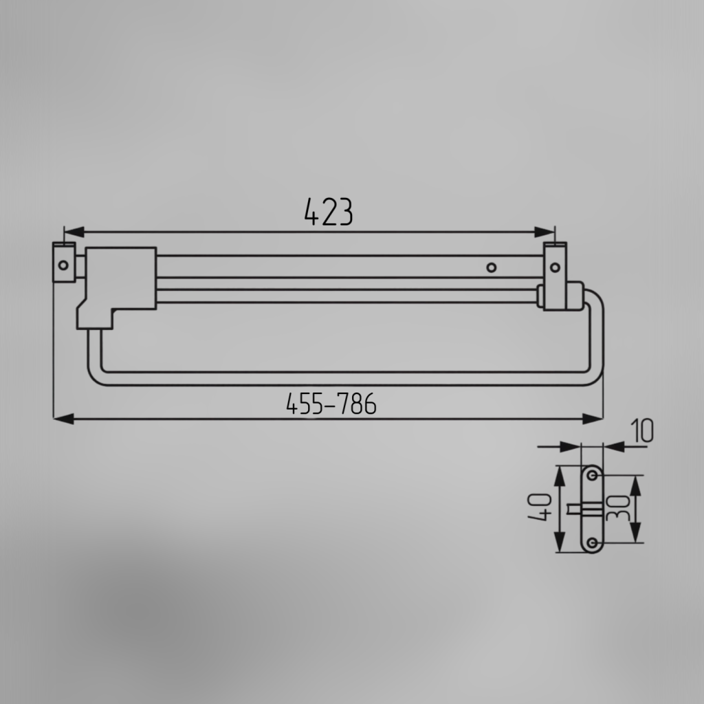 фото Штанга выдвижная 450мм никель RU-008-450