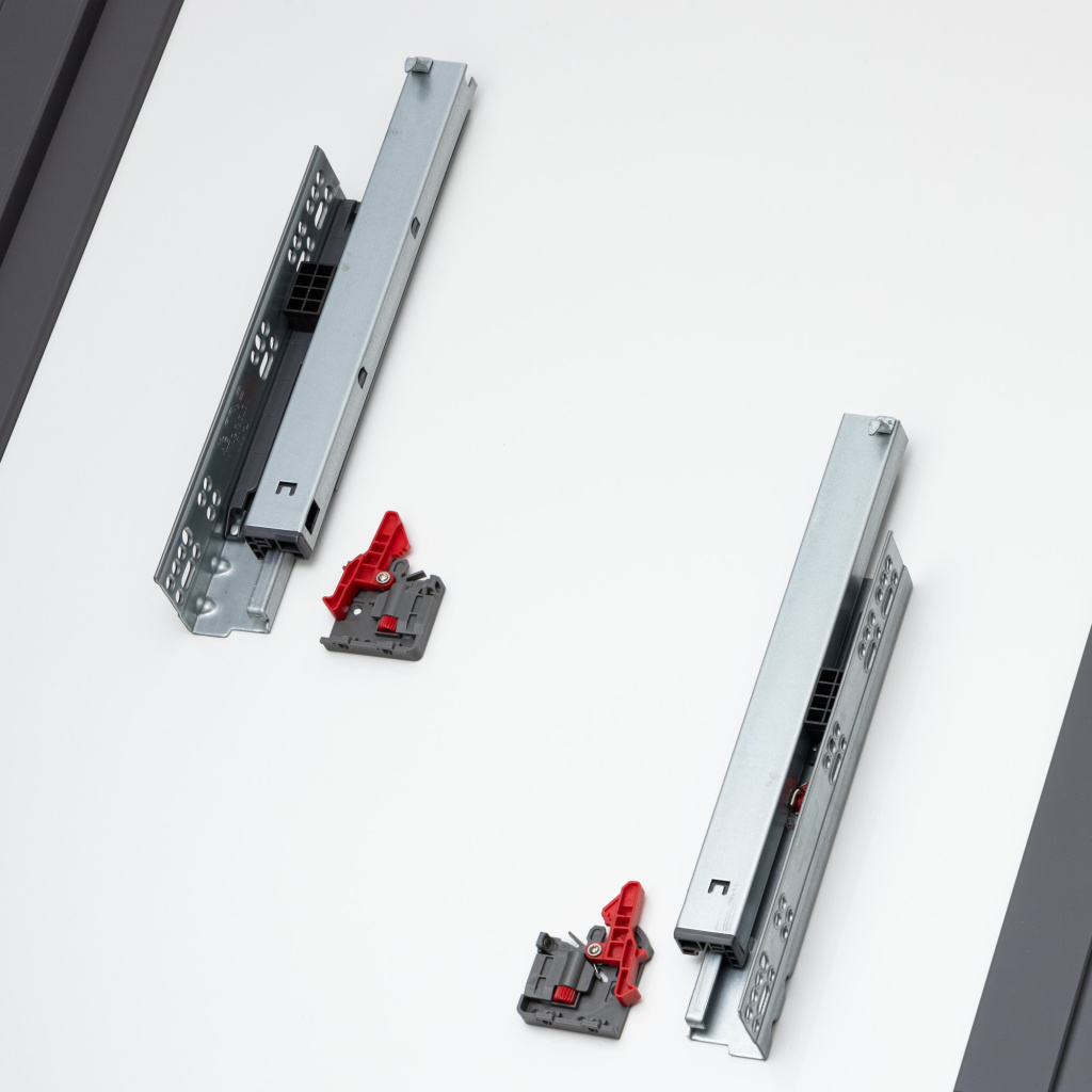 фото Направляющие скрытого типа MF, полного выдвижения, Clip-on, с доводчиком, 350мм