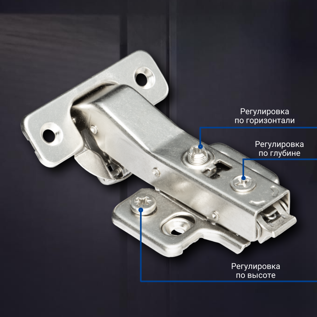 фото Угловая 45° 3D петля UNIHOPPER SETTON с доводчиком, 45мм, с декоративной накладкой