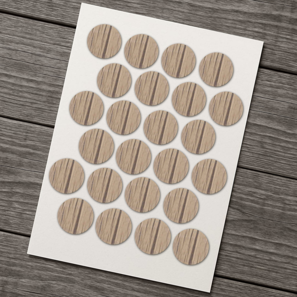 фото Заглушка самоклеящаяся D=20, ясень шимо (упаковка 1200 штук)