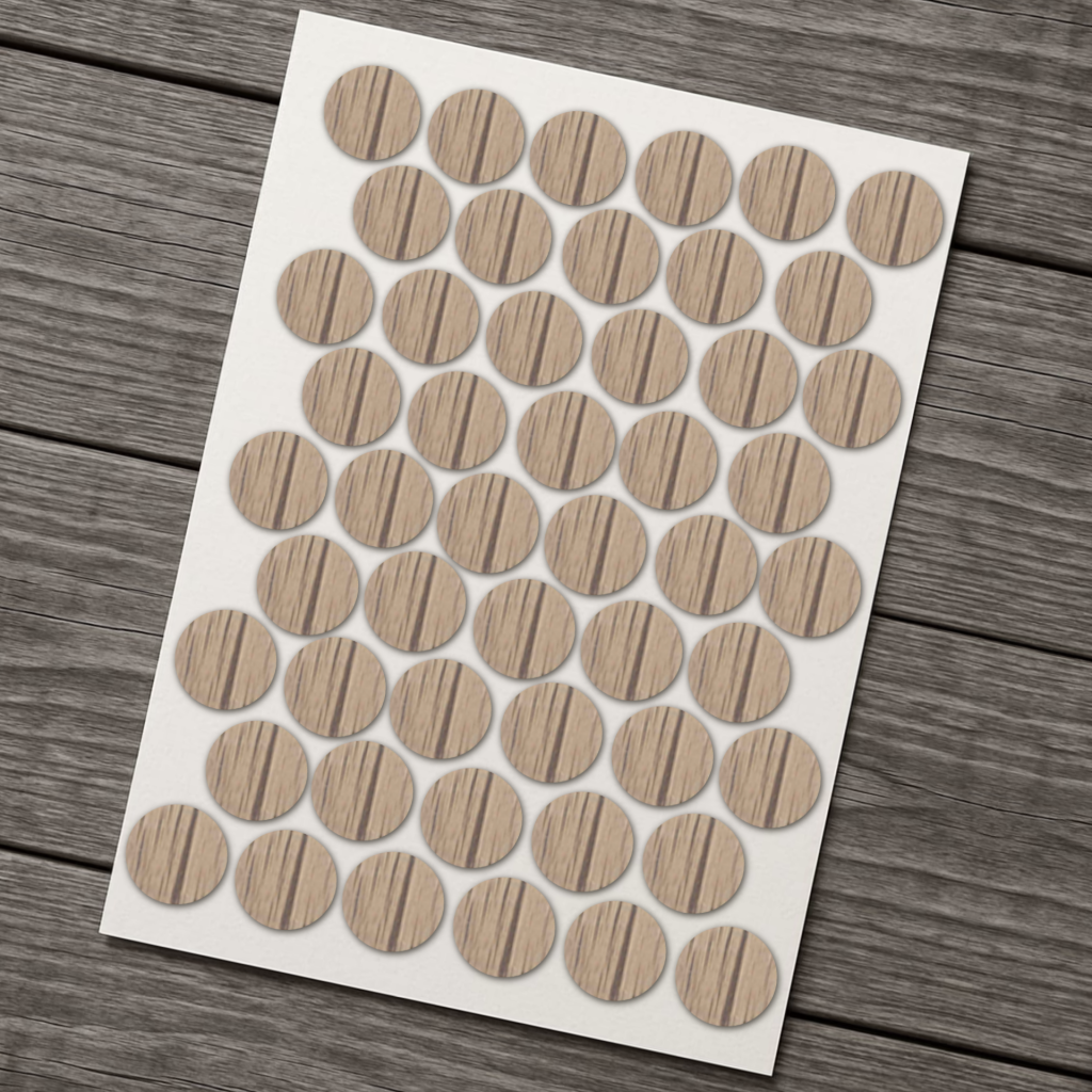 фото Заглушка самоклеящаяся D=14, ясень шимо (упаковка 2500 штук)