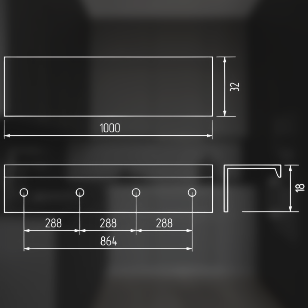фото Ручка-скоба ATLAS, 864/1000 мм, хром матовый
