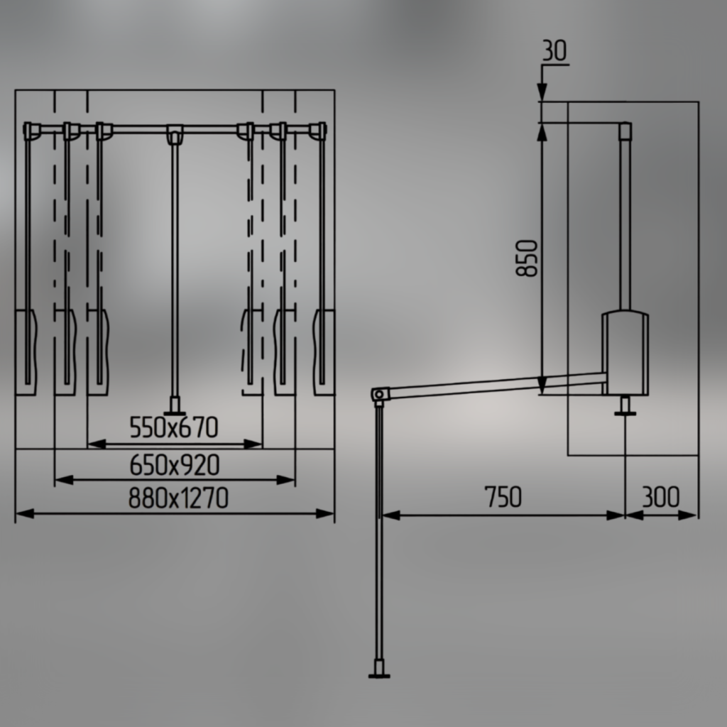 Пантограф для шкафа телескопический Unihopper Victora