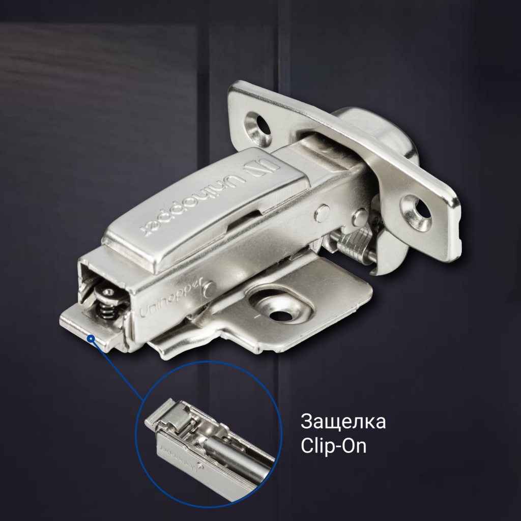 фото Накладная 3D петля UNIHOPPER SETTON с доводчиком, 45мм, с декоративной накладкой