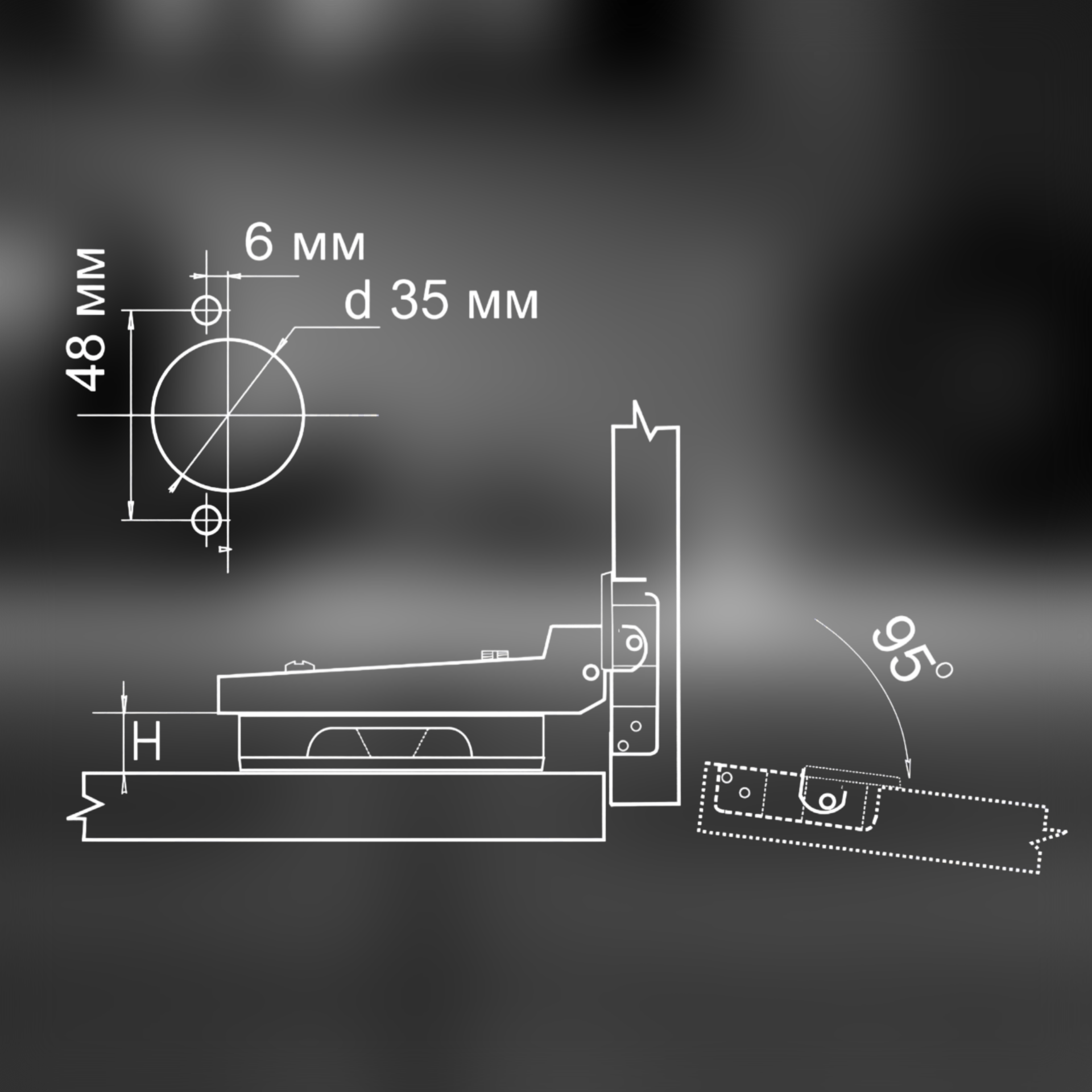 фото Петля полунакладная Clip-on с доводчиком нового поколения