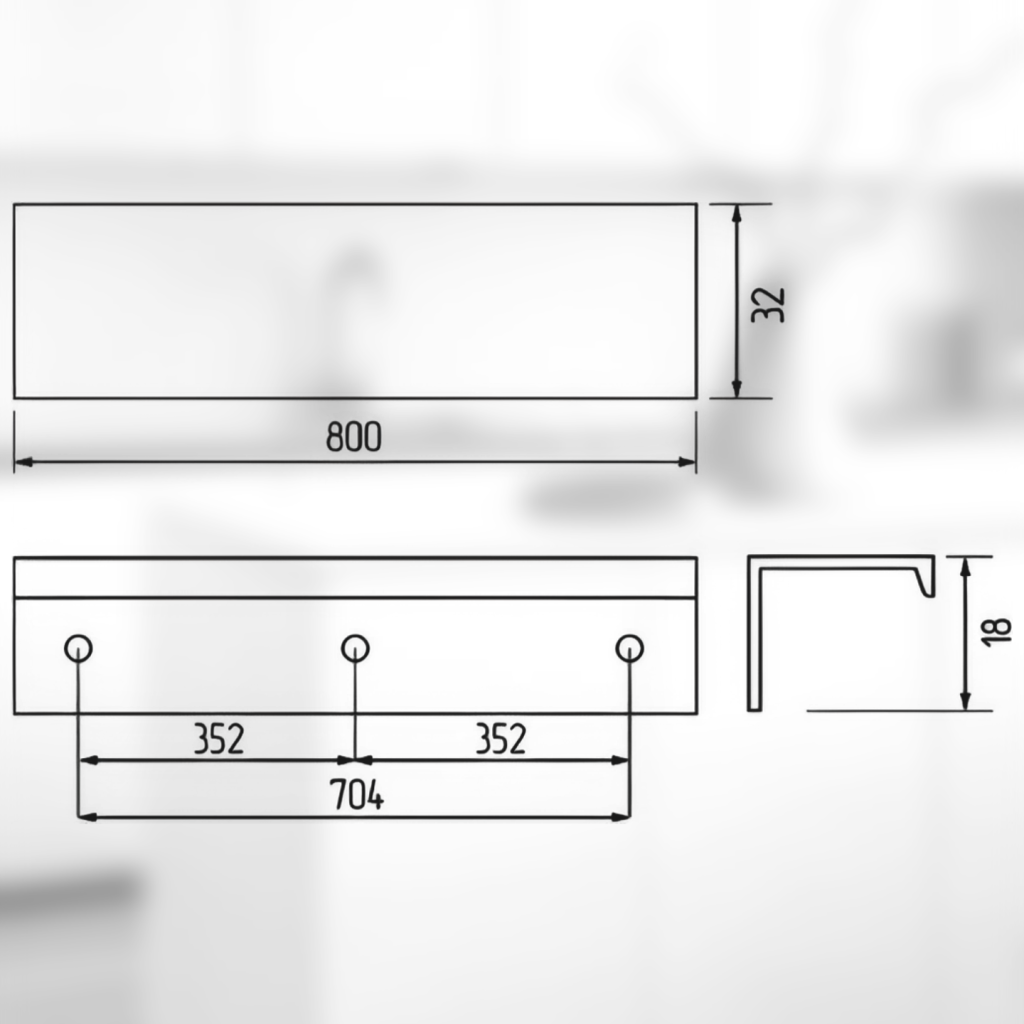 фото Ручка-скоба АТЛАС, 704/800 мм, черный матовый