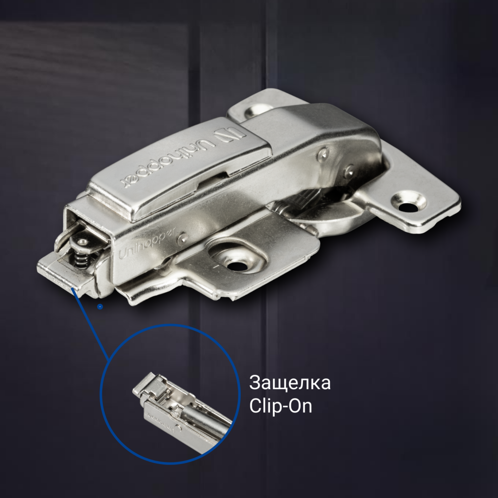 фото Угловая 90° 3D петля UNIHOPPER SETTON с доводчиком, 48 мм, с декоративной накладкой