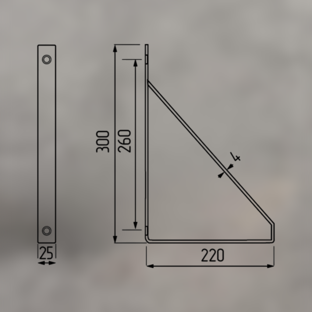 фото Полкодержатель LOFT-1 (300*220), черный (30 кг)
