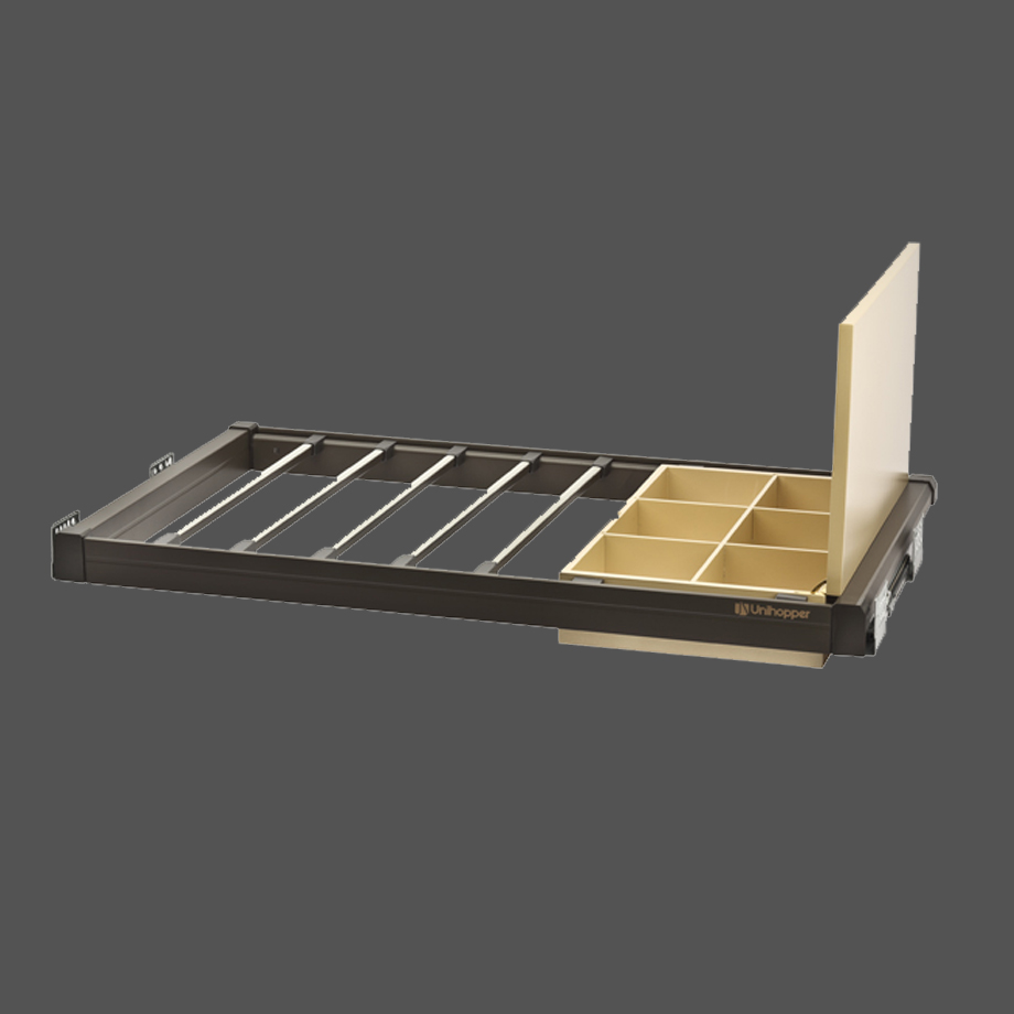 фото Выдвижная вешалка для брюк Unihopper, в базу 900 мм, с доводчиком, clip-on, MOKA