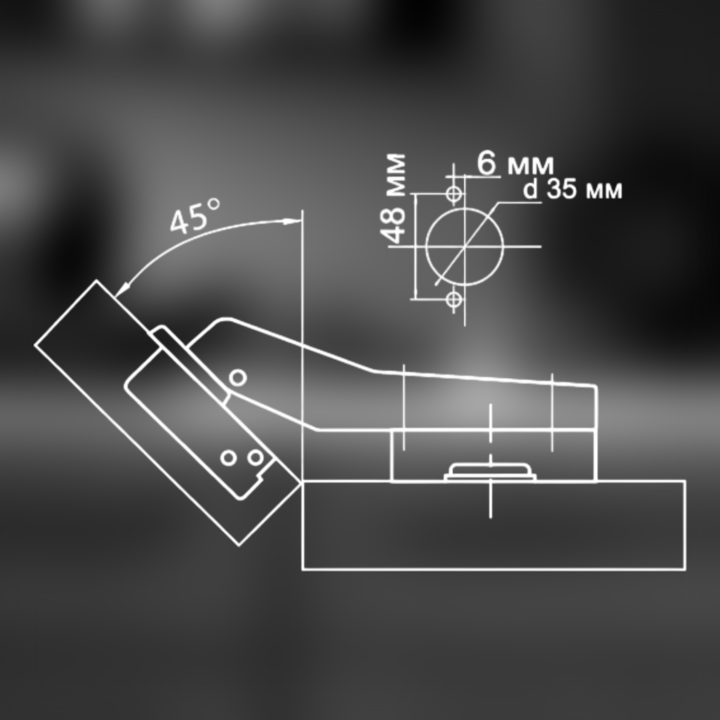 фото Петля угловая 45° Clip-on с доводчиком