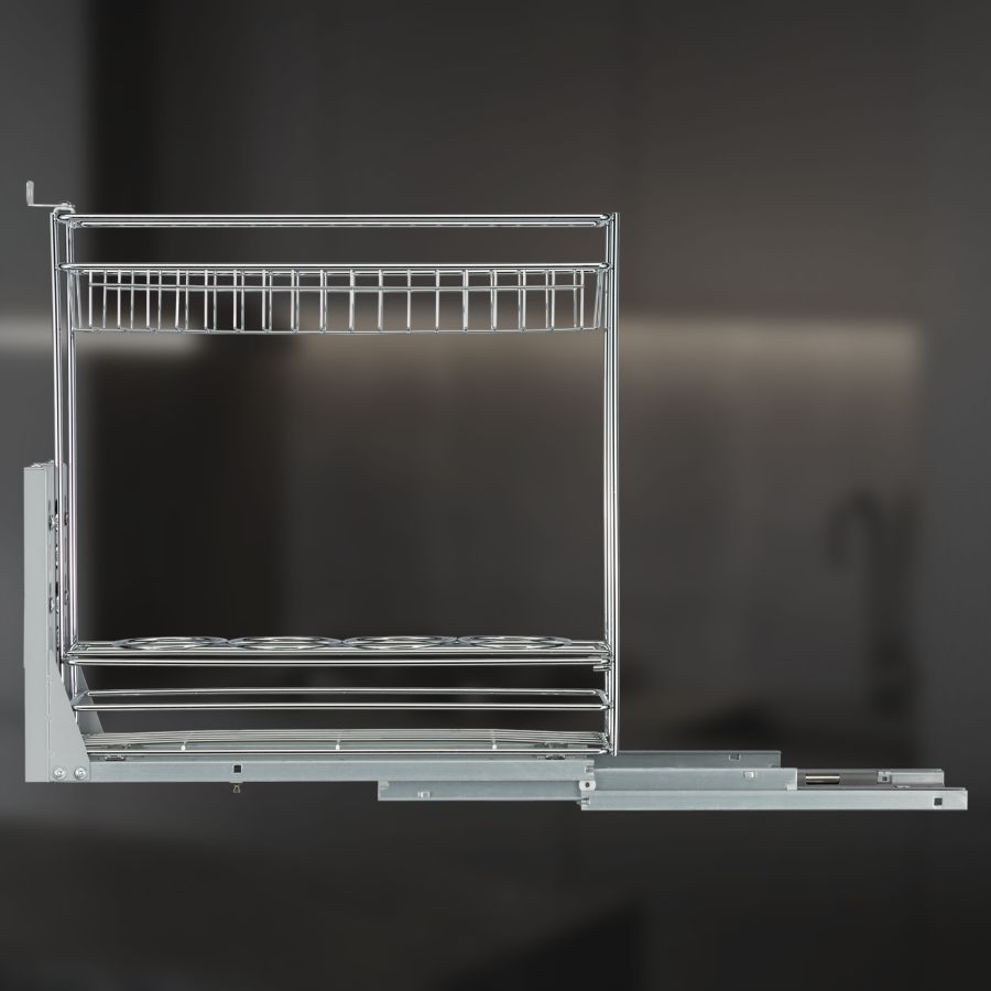 фото Выдвижная корзина двухуровневая в нижнюю базу 200 мм с доводчиком