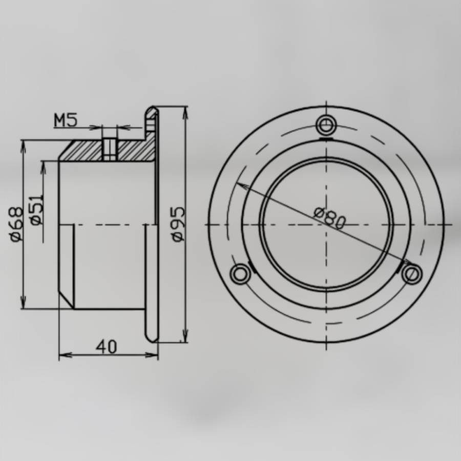 фото  Основание стойки высокое для трубы 50 мм хром