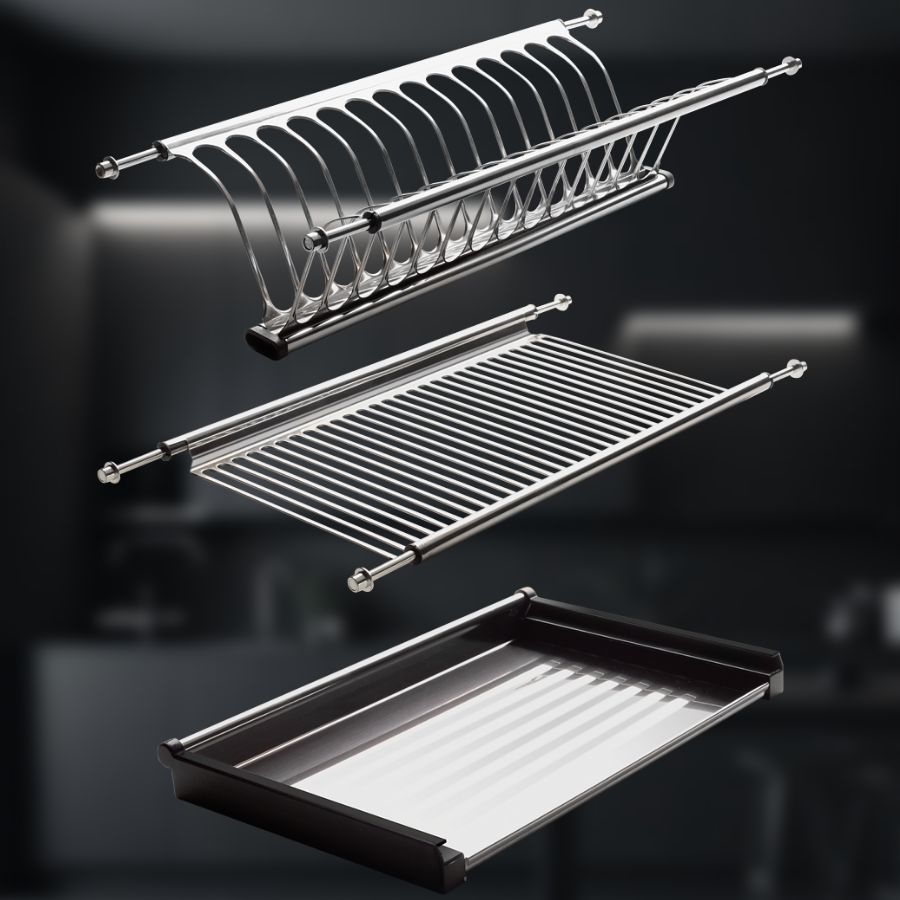 фото Посудосушитель из нержавеющей стали в шкаф 450 мм