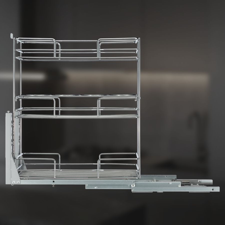 фото Выдвижная корзина трехуровневая в нижнюю базу 300 мм с доводчиком
