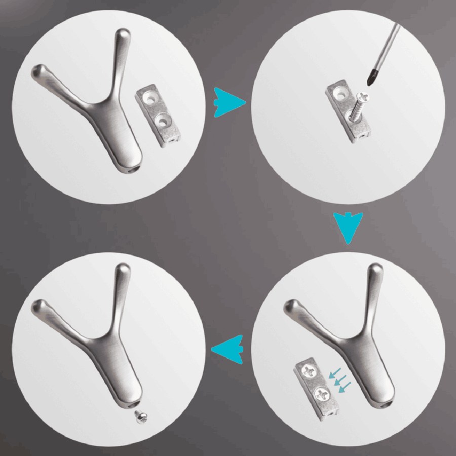 фото Крючок ГЕРМЕС двухрожковый, никель матовый