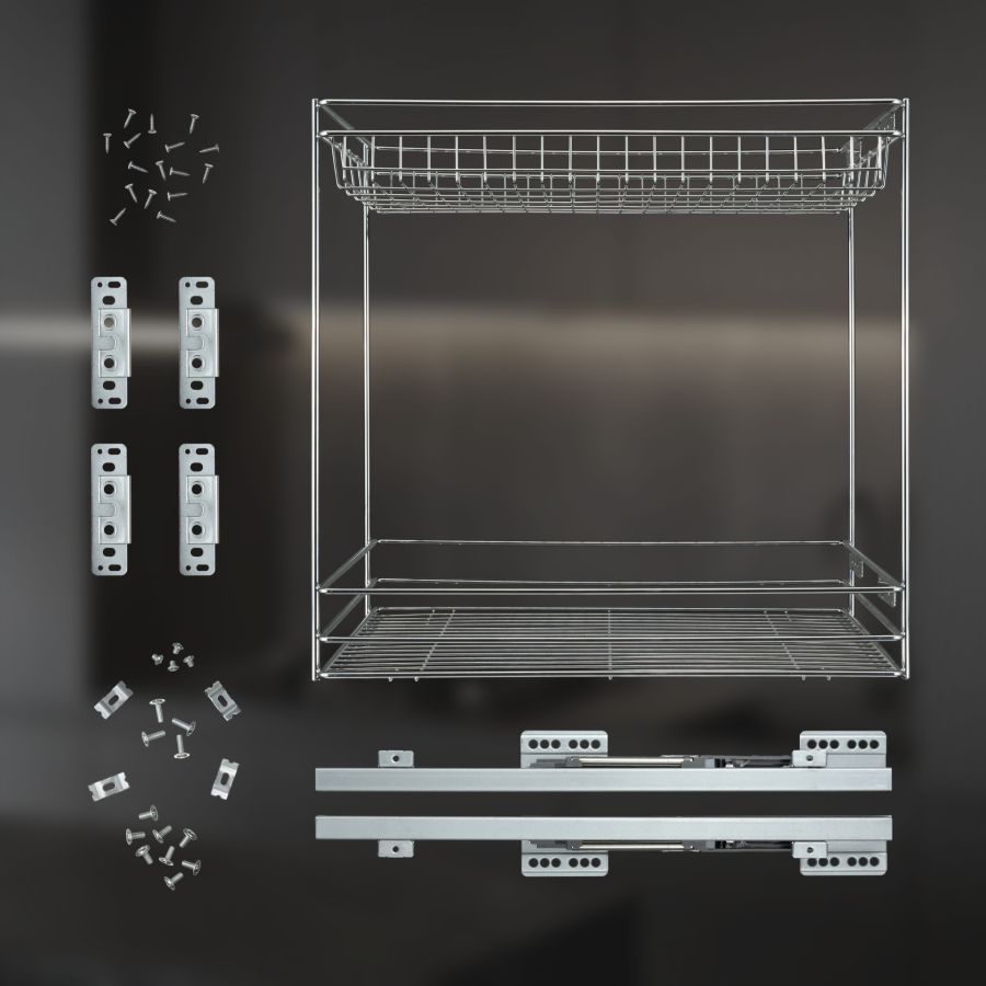 фото Выдвижная корзина двухуровневая в нижнюю базу 500 мм с доводчиком