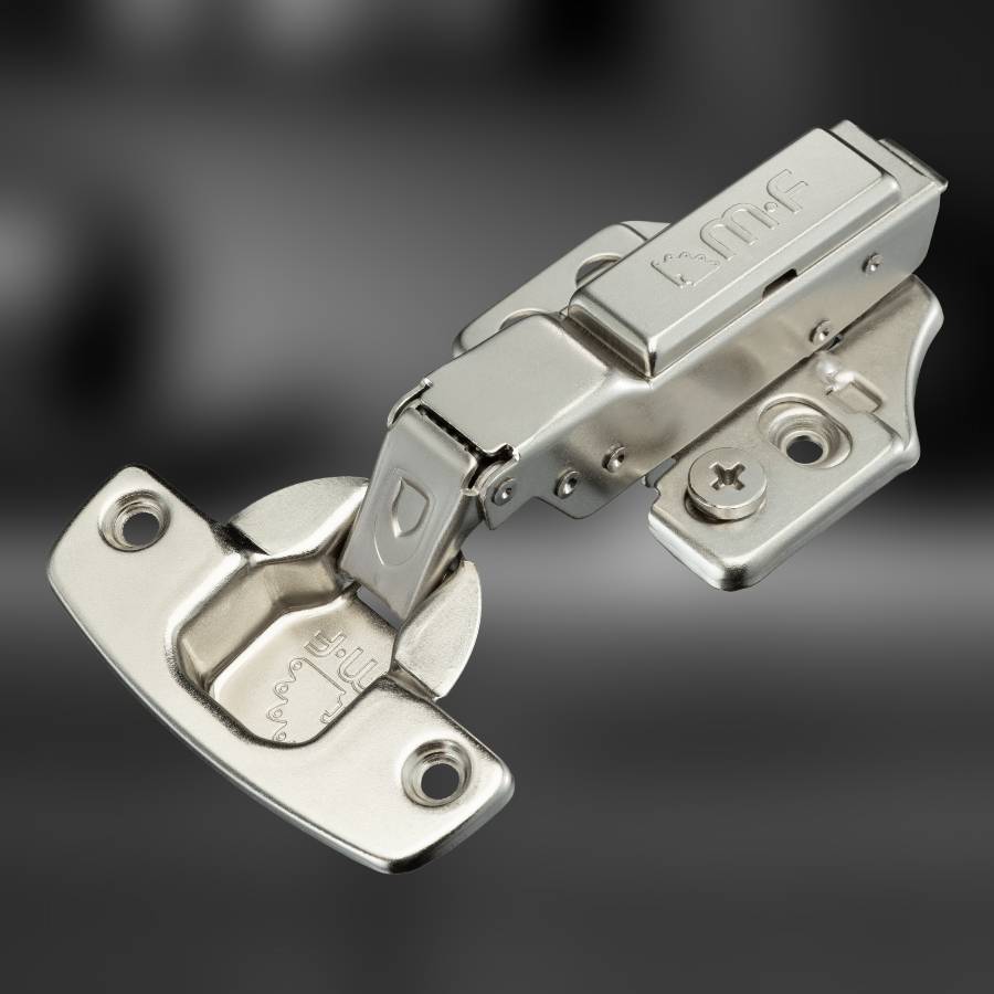 фото Петля полунакладная MF Prima Top 3D, 52 мм, Clip-on, с доводчиком, мягкий ход, никель, в сборе, H=0