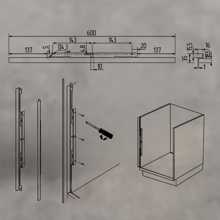 фото Термоизоляционная планка универсальная серая (комплект)