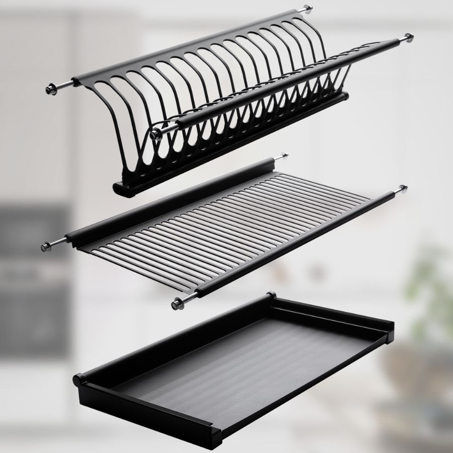 фото Посудосушитель черный из нержавеющей стали в шкаф 500 мм