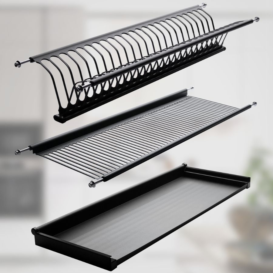 фото Посудосушитель черный из нержавеющей стали в шкаф 700 мм