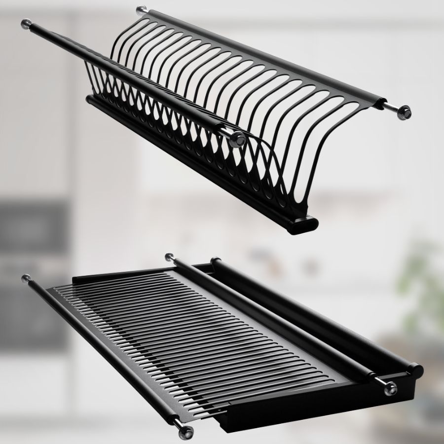 фото Посудосушитель черный из нержавеющей стали в шкаф 600 мм